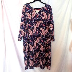 Talbots 3x Navy and Pink paisley dress